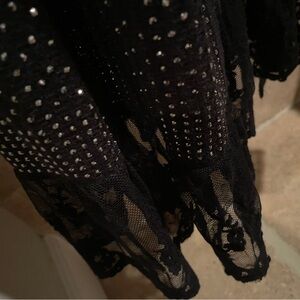 NWOT VOCAL mixed media lace ribbed  studded vest ala cardigan Stevie Nicks OS